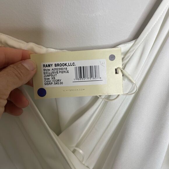 $545 Ramy Brook Exclusive Pierce 2 tone V-neck Jumpsuit NWT - Picture 4 of 8